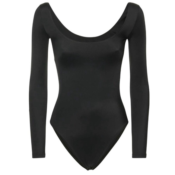 Balenciaga Scoop Neck Matte Black Spandex Bodysuit (Small) - Picture 1 of 9